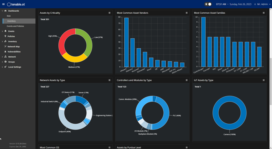 Tenable OT Security's new darkmode feature makes it more comfortable to view the dashboards in low-light situations